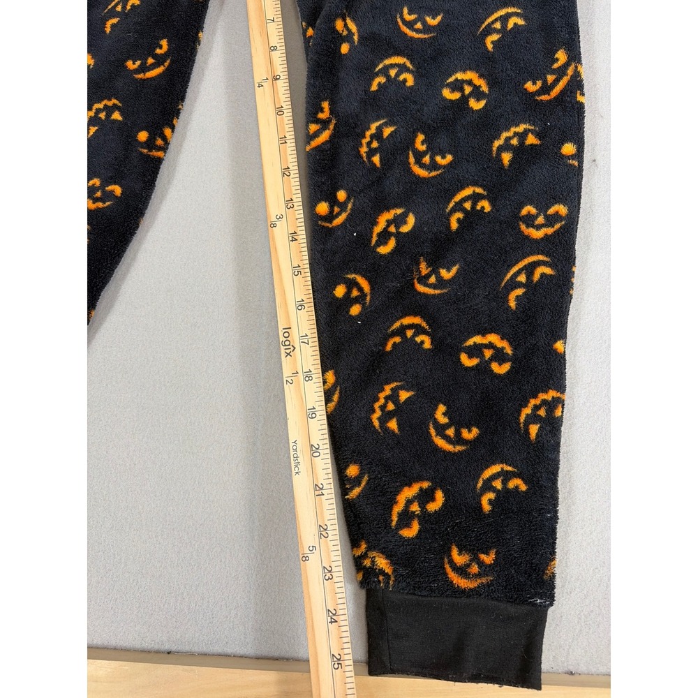 Pillow Talk Womens Halloween Pumpkin Fleece Hooded One Piece Pajamas Large 0899 - Picture 7 of 9